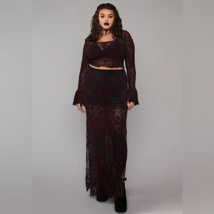 NWT Dolls Kill WIDOW Plus Death Unites Us Maxi Skirt 🖤❤️